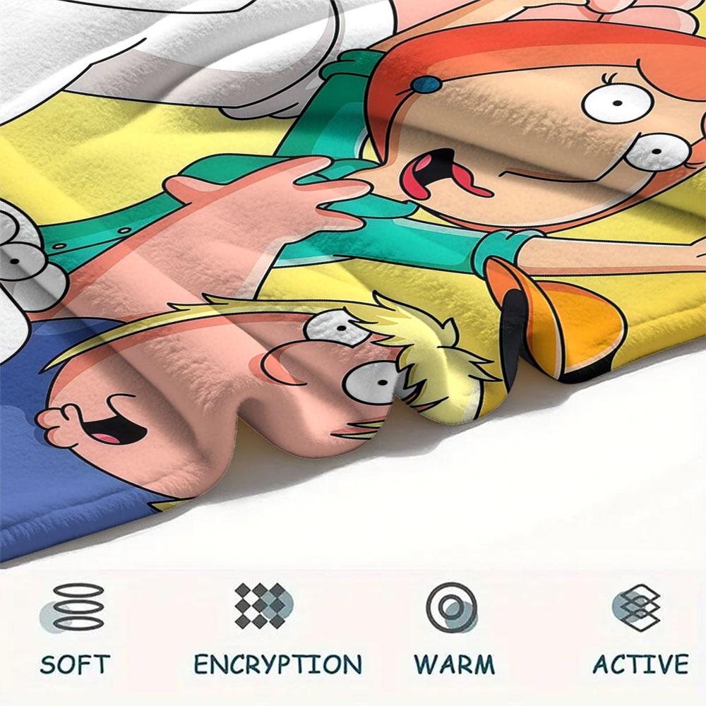 Family Guy Poster Printed Flannel Blanket, soft throw for bedroom sofa, washable, fan merchandise, great gift.