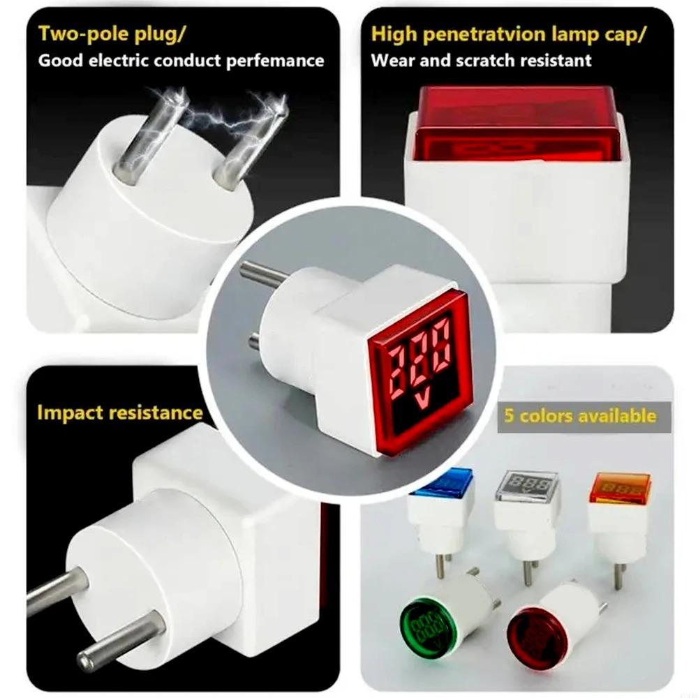 Digital AC Voltmeter Indicator, Digital Voltmeter, No Wiring Required, Euro Plug, Voltage Measurement Range 50 ~ 500V