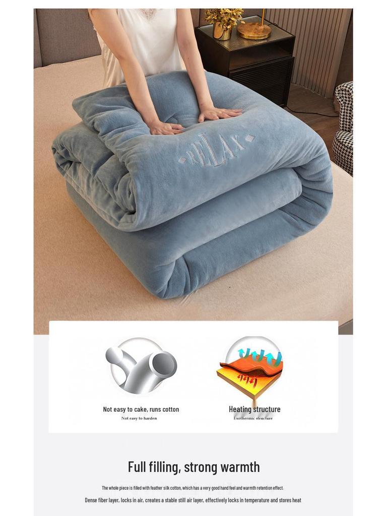 Thickened Winter Quilt: Flannel Coral Fleece & Cotton Blend for Warmth