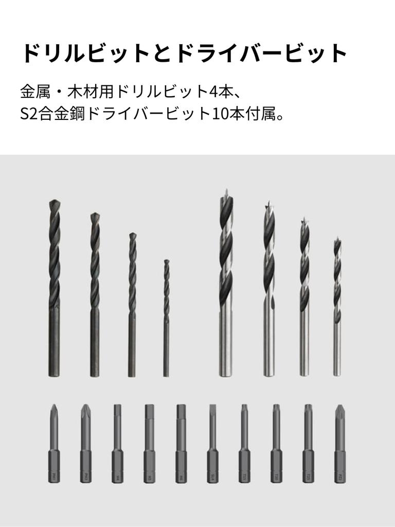 HOTO 12V Brushless Drill Driver Tool Kit with Maximum HD LED 4 Drill Bits for Metal and Magnetic 10 S2 Alloy Steel Nail Hammer with Rubber Long Nose