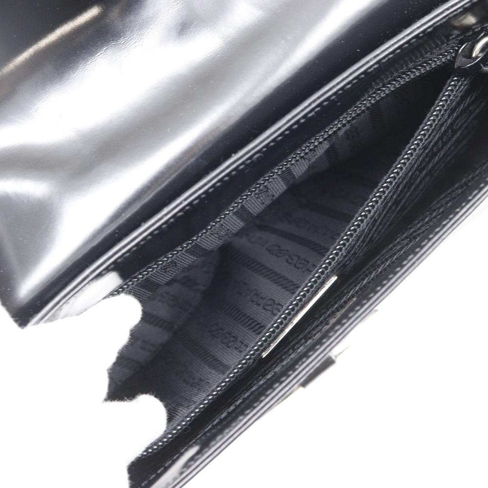 Prada One Belt Shoulder Bag Black Patent Leather Women Used