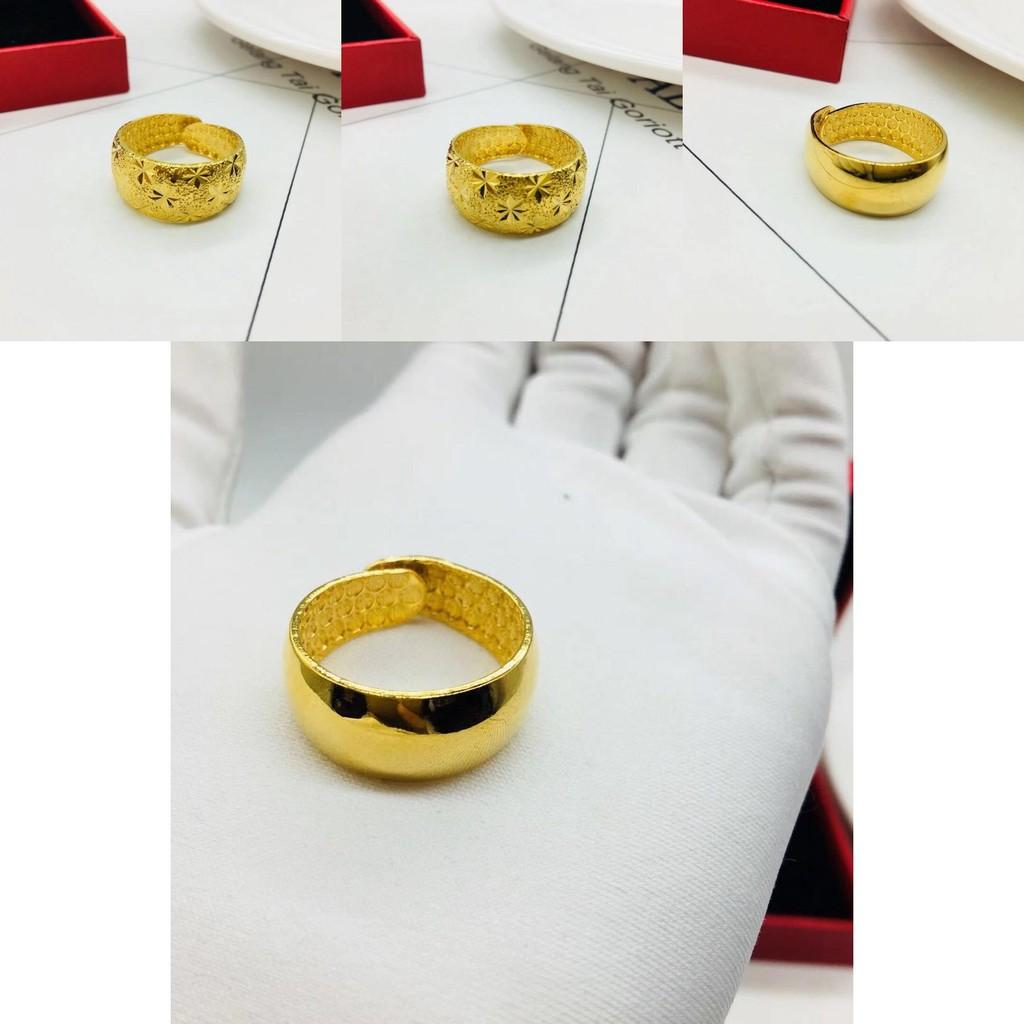 Trendy Gold Plated Brass Ring For Couples Featuring Sleek Glossy And Textured Finishes