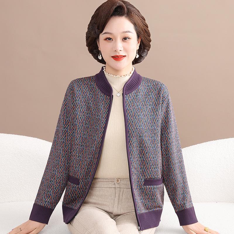 

Women s Lapel Jacket for Middle-Aged & Elderly - Stylish Loose-Fit for Spring & Autumn 2026 3XL синий