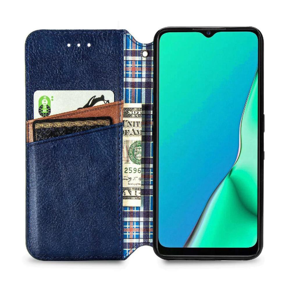 (Blue) Case For OPPO A9 2020 Leather Case Fashion Design Exquisite Business Flip Cover Wallet Function