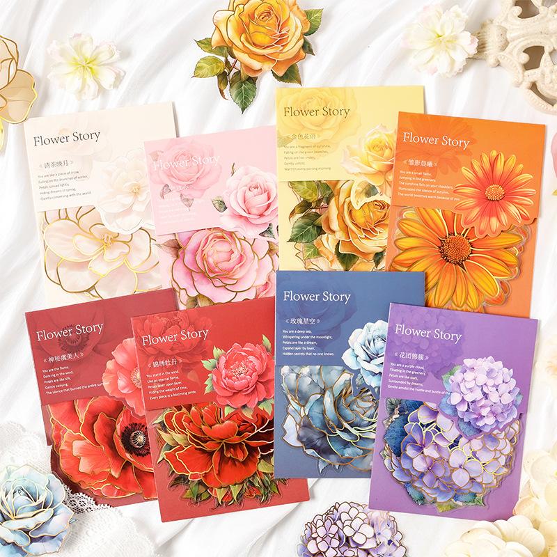 10 pcs Gilded flowers Plant Stickers Adhesive Diy Hand Account Diary Album Planner Scrapbooking material Junk Journal Supplies