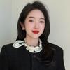 New Spring and Summer Thin Pearl Necklace Magnetic Buckle Lazy Silk Scarf Women's Pendant Scarf Collarbone Chain Silk Scarf
