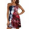 Women Summer Dress Casual Swing Independence Day Ruffle Short Sleeve Sundresses Beach  A-line  Dress  With Pockets