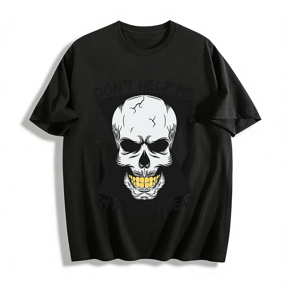 

Skull Print Casual T-Shirt I m Already Dead Slogan Trendy Top Pure cotton T-shirt 6XL