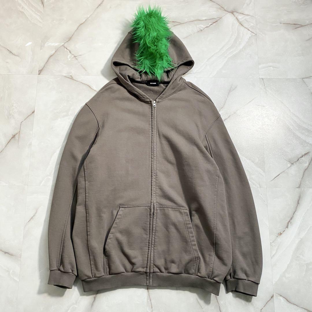 

[USED] A17541 we11done Fur Zip-Up Hoodie, Gray, XL