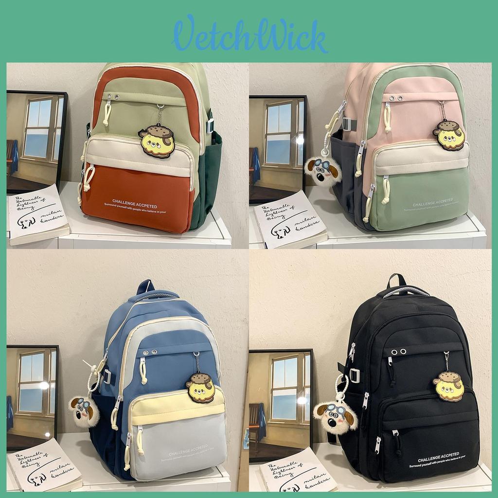 Nylon School Backpack For Teens With Design And Letter Print For Casual Use