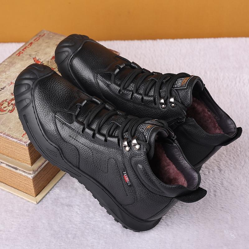 Модные зимние ботинки из натуральной коровьей кожи для мужчин — фото 6