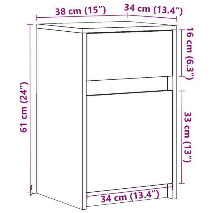 VidaXL Bedside Cabinet with LED Lights Black Engineered Wood, Side Table, Bedside Cabinet, Side Table for the 852000
