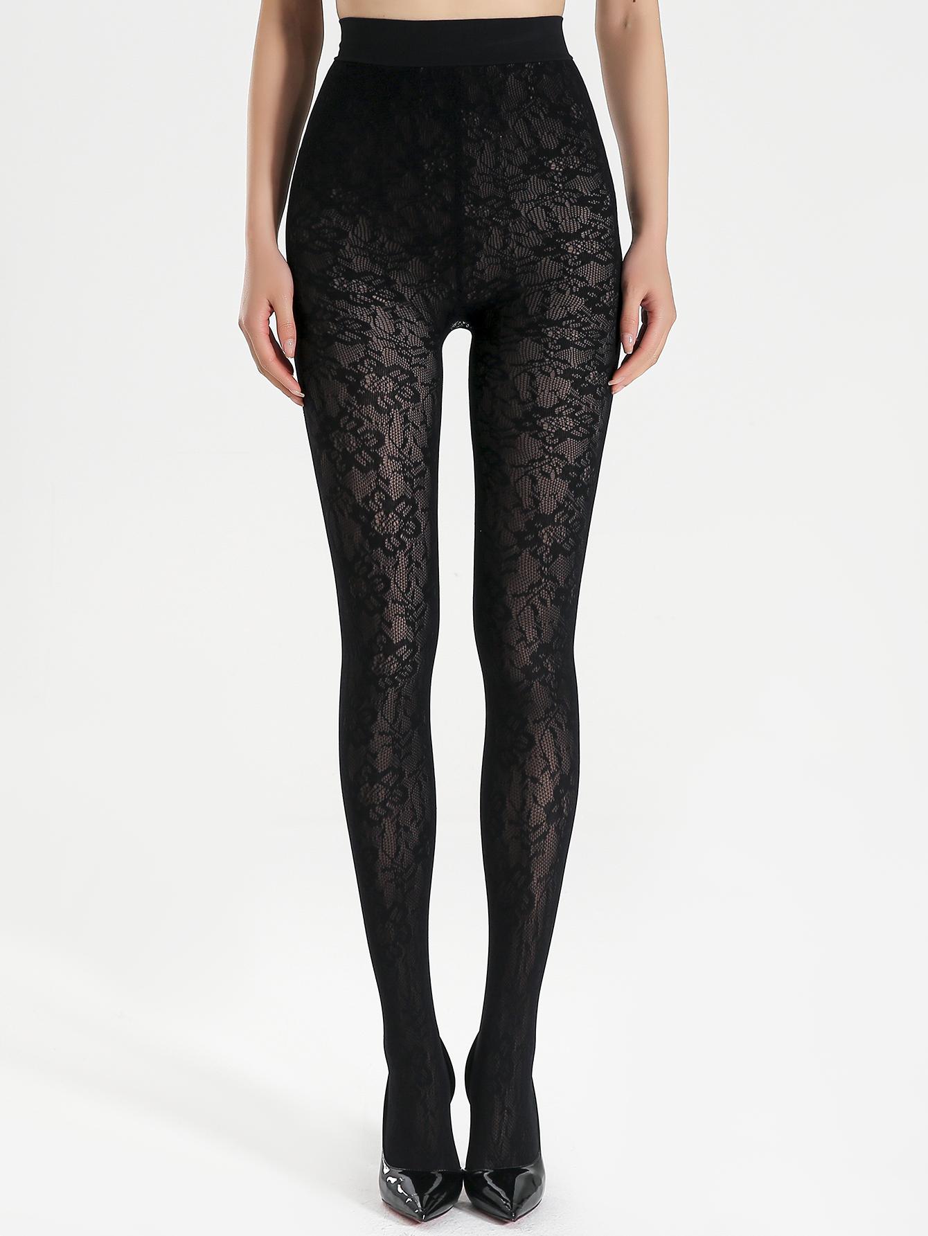Пара черных модных женских колготок в сетку с черным кружевным узором, сетчатые леггинсы, высокоэластичные дышащие колготки в сетку L-XXL чёрный