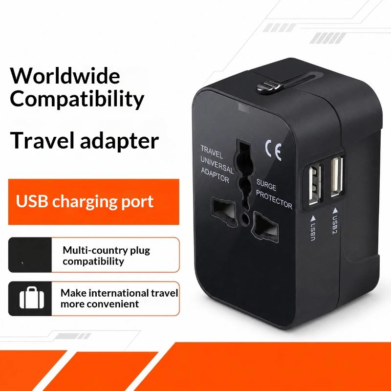 Universal Travel Ac Power Adapter With Dual Usb Ports Eu Us Uk Au Outlet Converter Socket Plug Global Conversion Charger