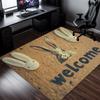 Welcome Rabbit Crystal Velvet Rug Vintage Rustic Design Entryway Mat Funny Animal Print Living Room Bedroom Floor Decoration