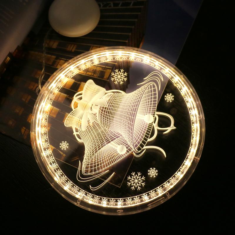 3D Santa Claus Christmas Lights LED Night Light Hanging Lamp With Suction For Door Window Holiday Decoration Fairy Lights