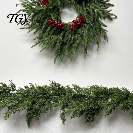 Commercial Christmas Display Greenery 4/6FT Artificial Cedar Garland, Real Touch Pine Garland Decoration, Faux Winter Wreath, Realistic Cypress