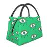 Mati Evil Eye Glass Sky Blue Meandros Patterns Resuable Lunch Box Multifunction Bohemian Cooler Thermal Food Insulated Lunch Bag