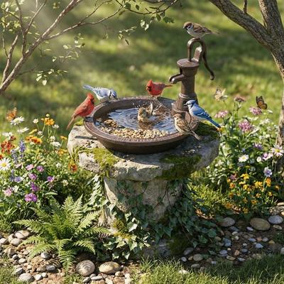 Cast Iron Birdbath Weather Resistant Storage Plate Creative Candle Holder  Table Decor