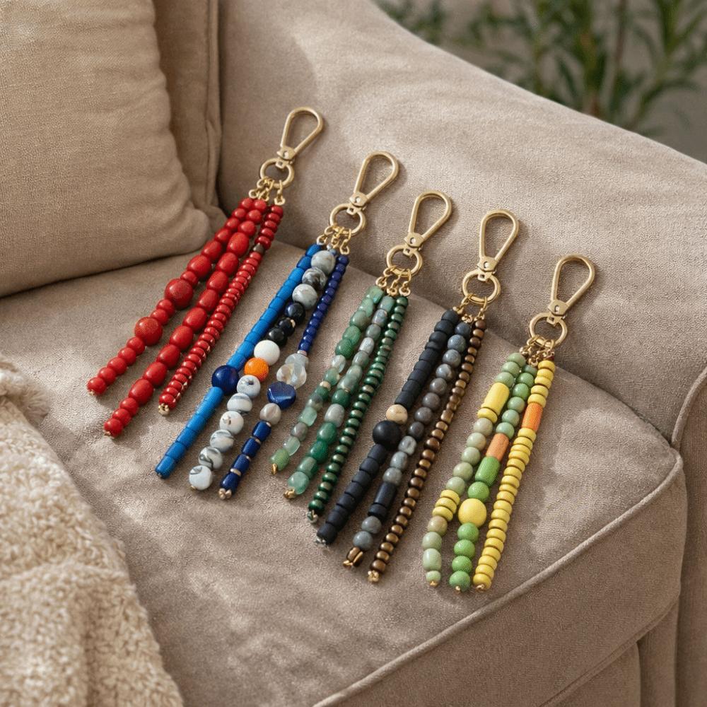 DIY Handmade Bead Keychain Hanging Decoration Car Key Ring Fashion Bag Keychain  Jewelry Gift