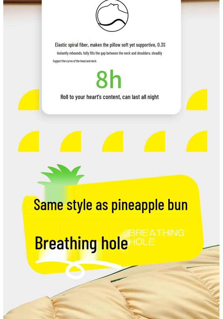 Pineapple Bread Pillow for Cervical Spine Support - Super Soft Home & Dorm Pillow