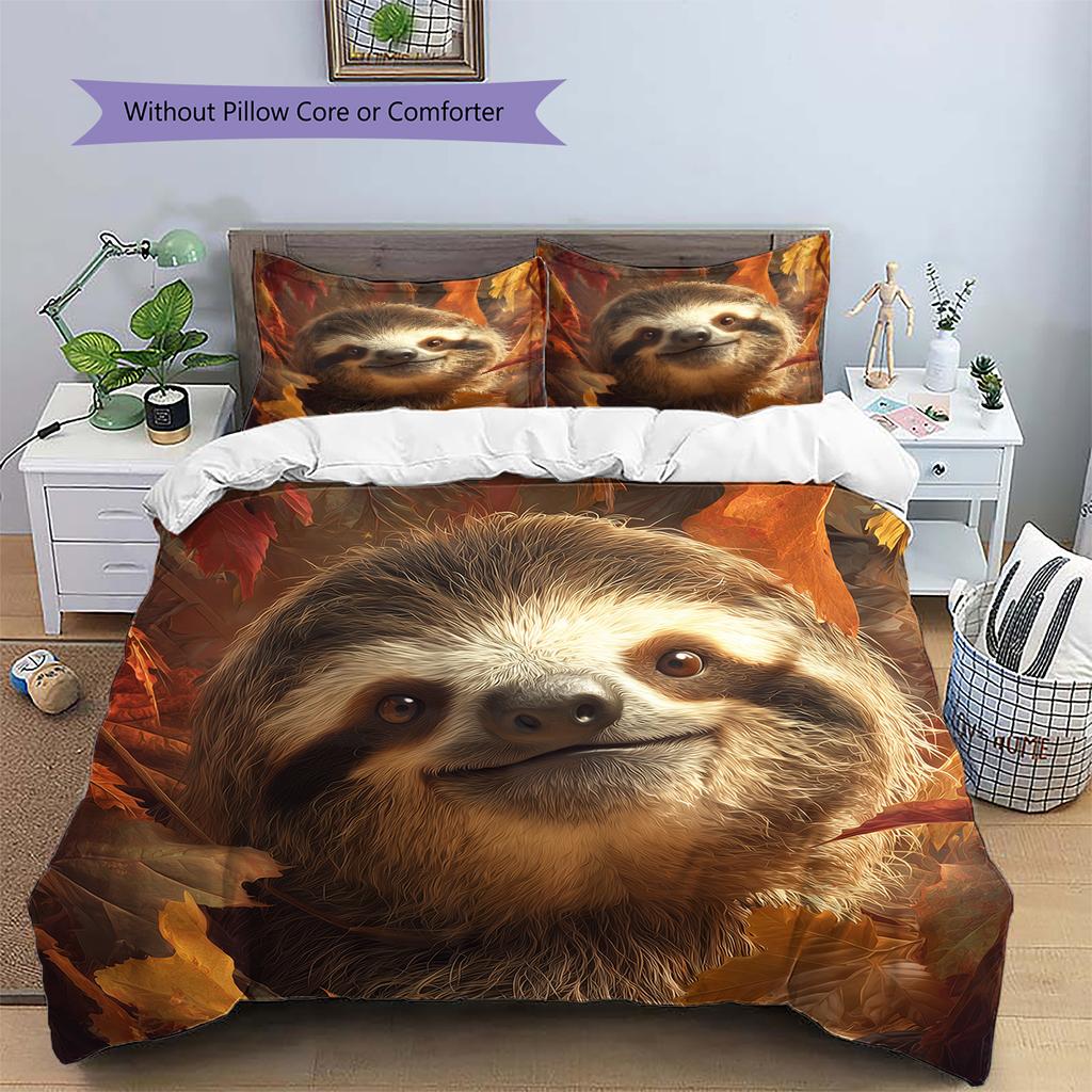 Sloth Pattern Bedding Home Decoration Birthday Gift (1 * duvet cover + 2 * pillowcase, without core)