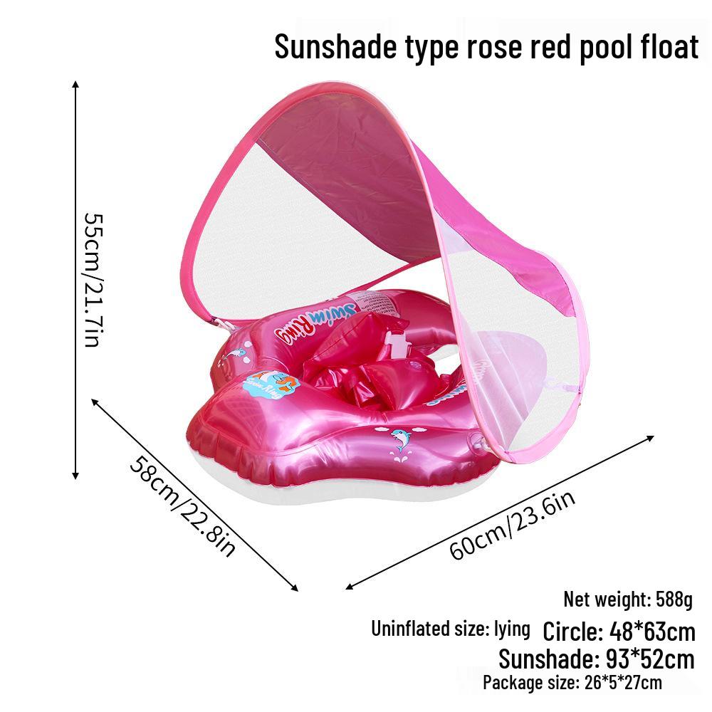 Foldable Baby Inflatable Swim Ring with Canopy Shade