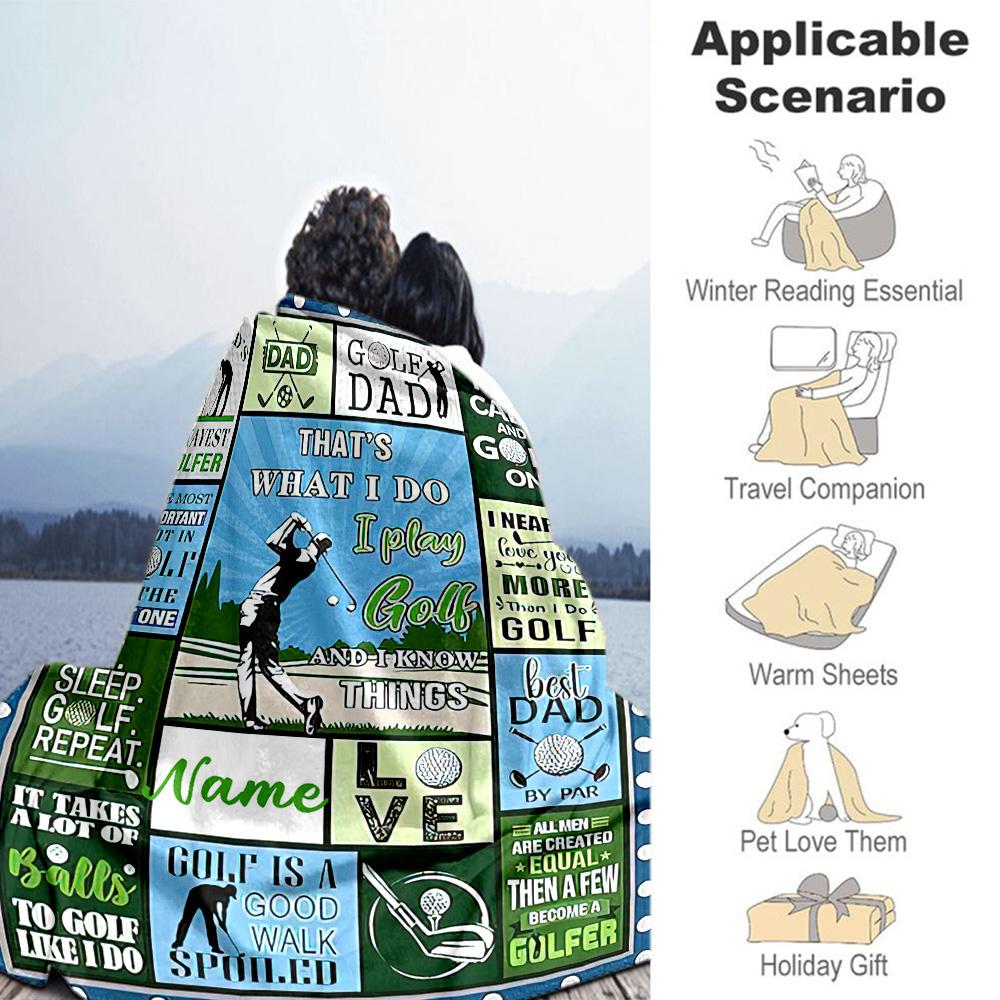 Green Golf5 Customize Your Name Blanket Throw Customizable Blanket Comfortable for Sofa Office Chair Home Decor Livingroom for All Occasions