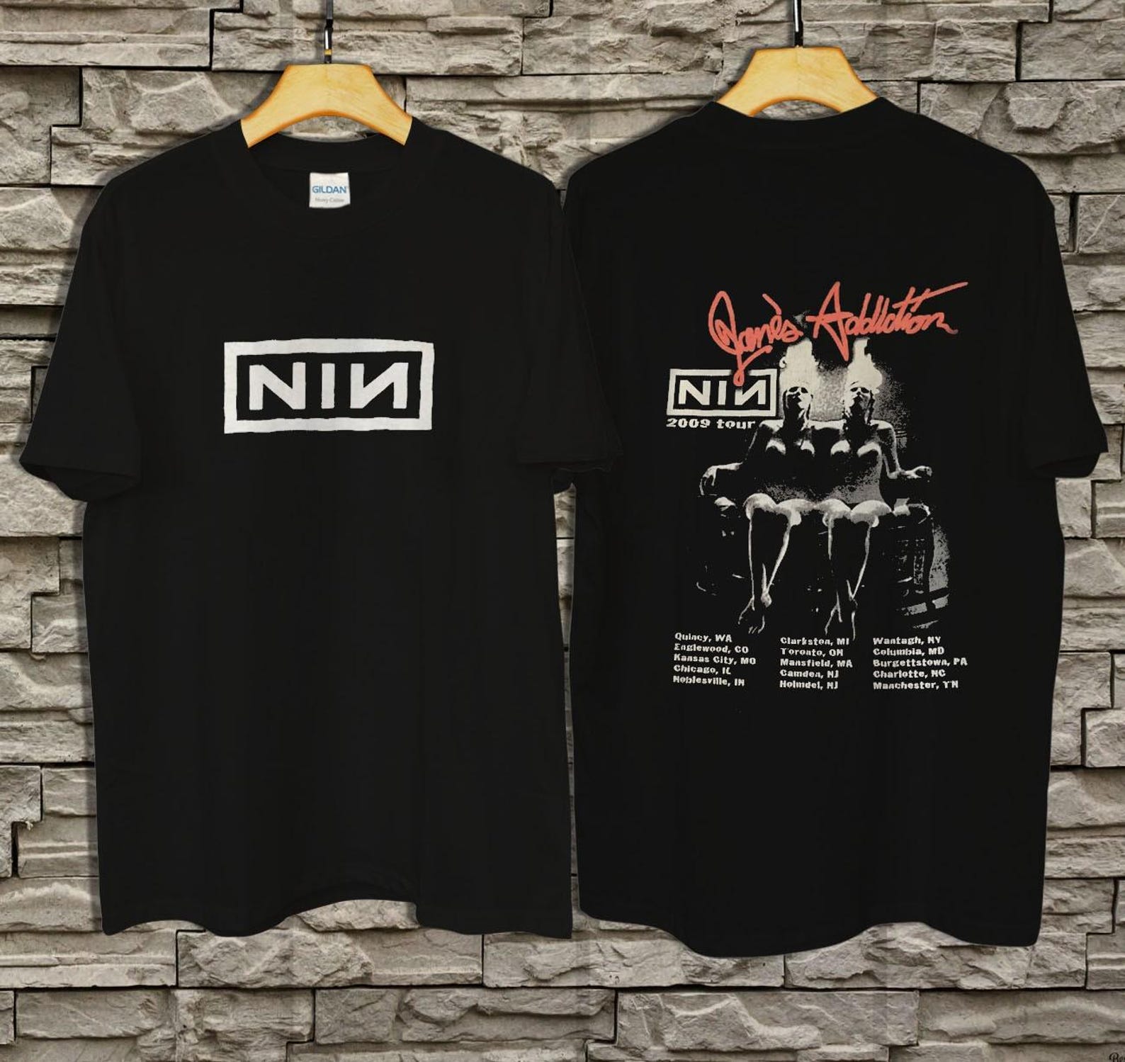 Nine Inch Nails Janes Addiction T-Shirt Black Tour 2009 2XL