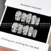 10Pcs Luxury Handmade Long Stiletto Press On Nails 3D Sparkling Diamond Bow Pearl Flower Full Cover Fake Nails