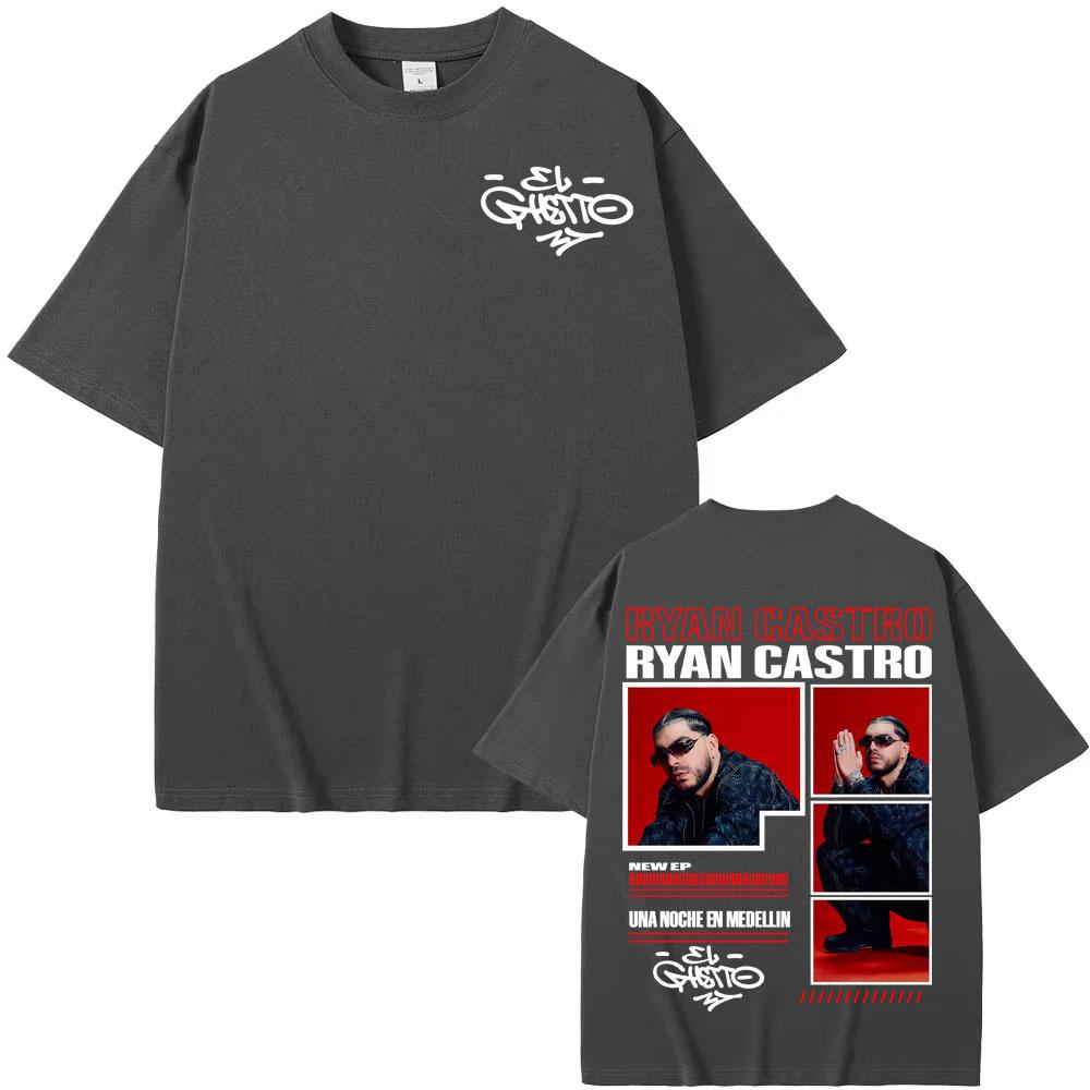 Rapper Ryan Castro Album Tour 2025 Cover Men's T-Shirt, Harajuku Hip Hop Street T-Shirt Cotton Casual Loose Short Sleeves