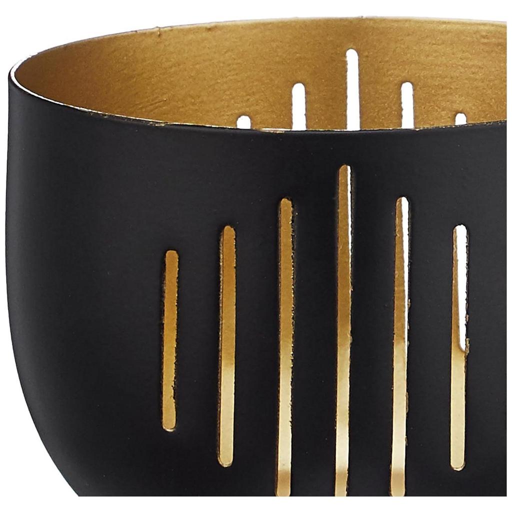 Ornamental Iron Tea Light | Stylish | for Indoors & Outdoors Décor (Matt Black with Gold)