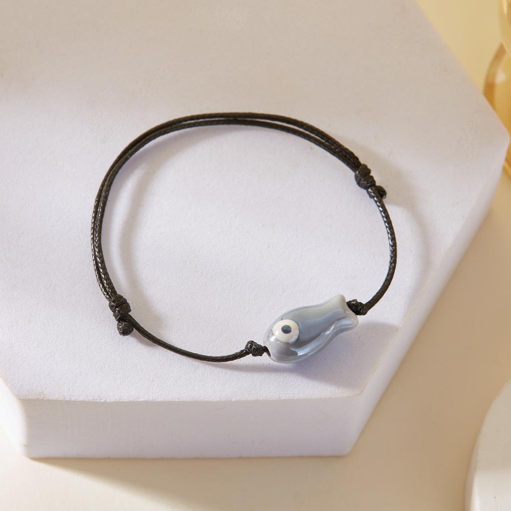 Minimalist Cartoon Ceramic Fish Bracelet for Women Men Cute Colorful Animal Handmade Braided Bracelet Lucky Friendship Jewelry