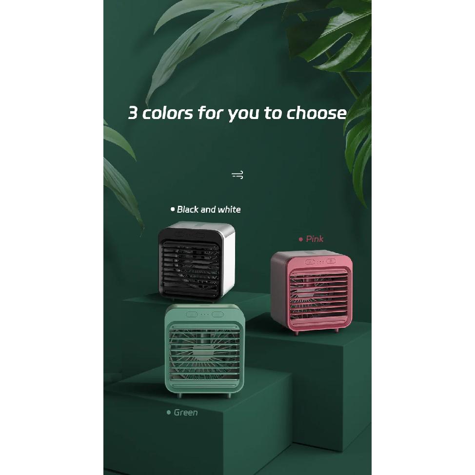 Portable USB Rechargeable Air Cooler - 3-in-1 Mini AC Fan with 7 Color LED, 4000mAh Battery for Home/Office/Camping