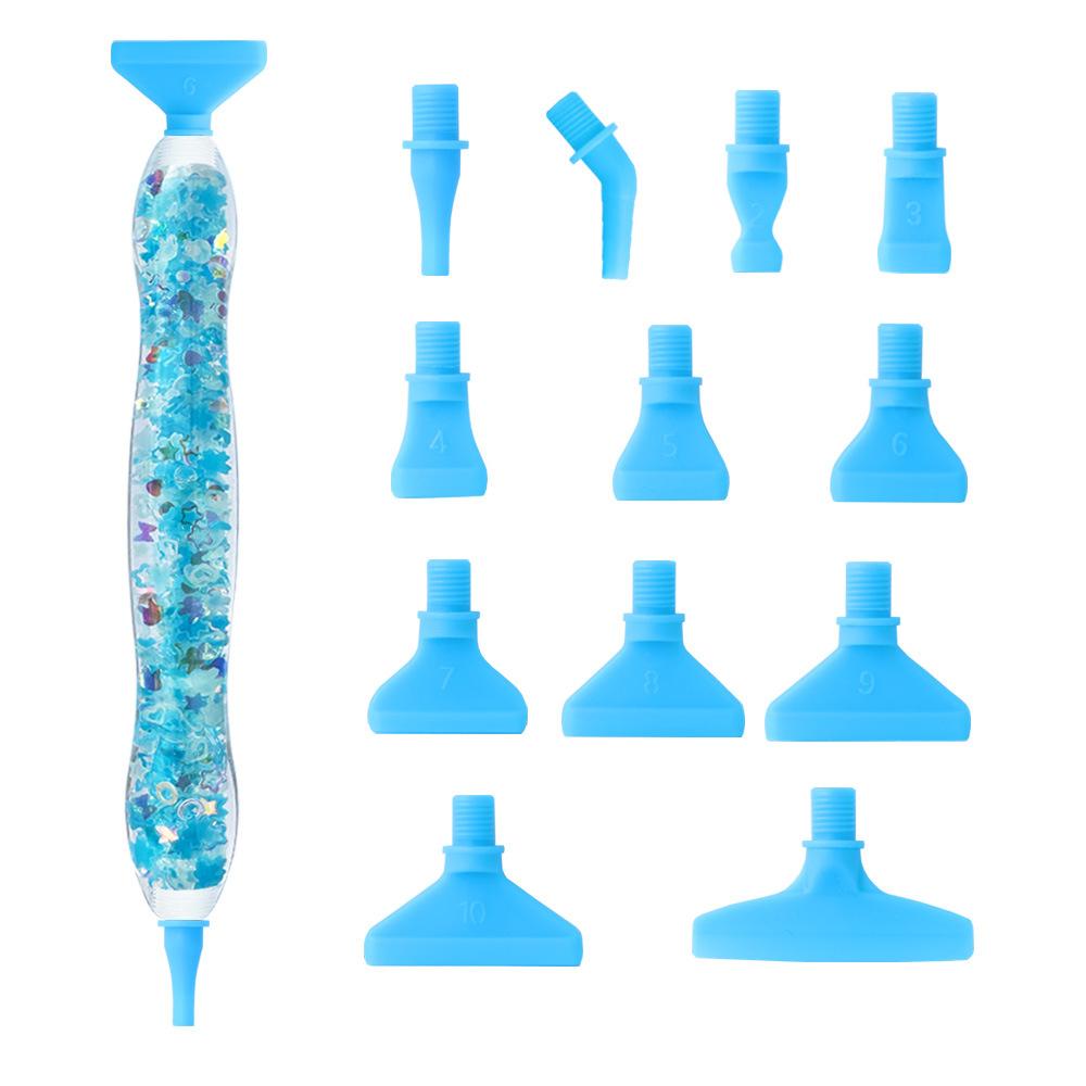 Glow Diamond Painting Pen Set with 12 Threaded Plastic Tips Luminous Rhinestone Picker Tool for DIY Crafts Nail Art