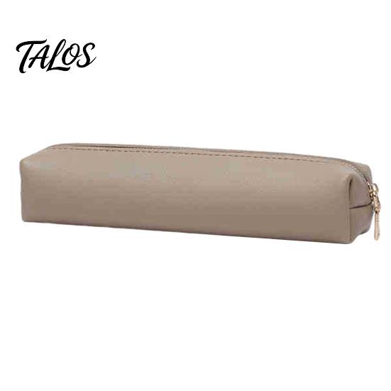 Estojo Elegante Minimalista em Couro PU para Lápis, Bolsa Multifuncional para Armazenamento de Material de Papelaria com Zíper Metálico Suave, Bolsa para Viagem à Prova d'Água e Manchas
