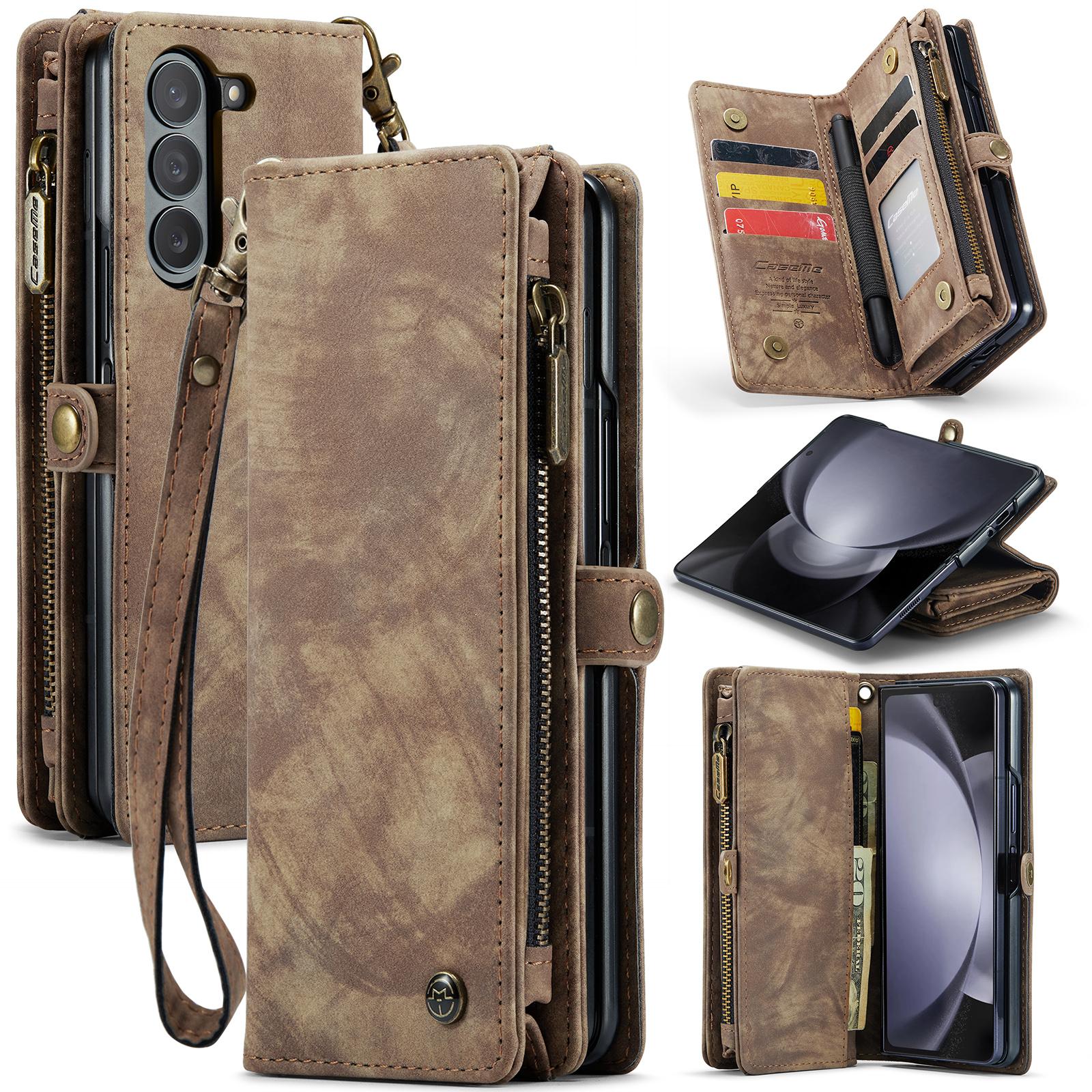 

For Samsung Galaxy Z Fold5 5G Phone Cases CASEME 008 Leather Cover with Detachable Wallet and Strap B