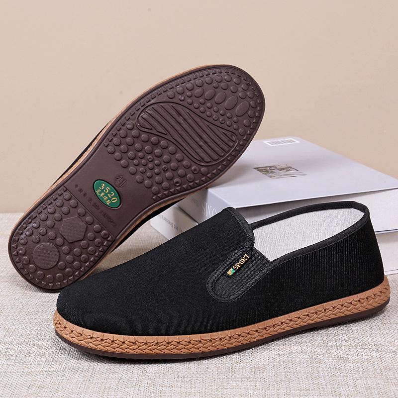 Men s Non-slip Old Beijing Cloth Shoes with Cow Tendon Sole - Breathable Low-top Design, Large Size 46 40