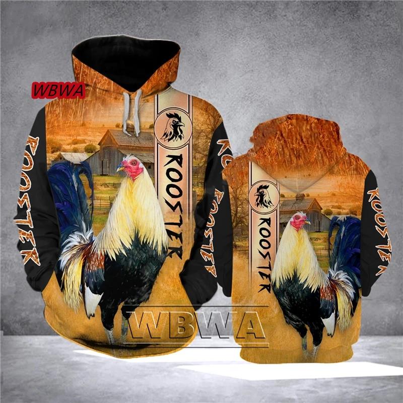 

Толстовка з капюшоном унісекс і 3D-принтом із 3D красивим півнем, чоловічий світшот, пуловер Harajuku, повсякденна куртка, спортивний костюм 4XL