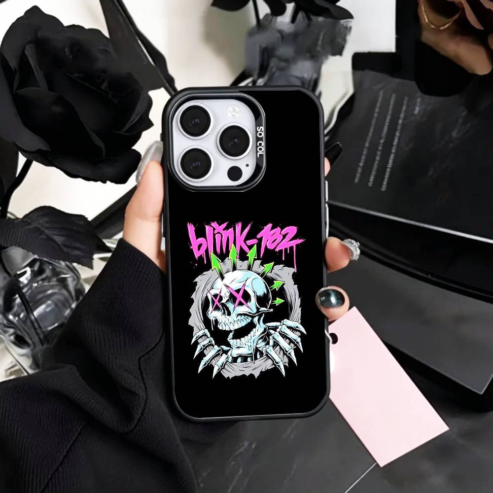 Punk B-Blink-182 B-Band Phone Case For iPhone17,16,15,14,13,12,11 Plus,Pro Max Colored Silver Plated Inside Cover