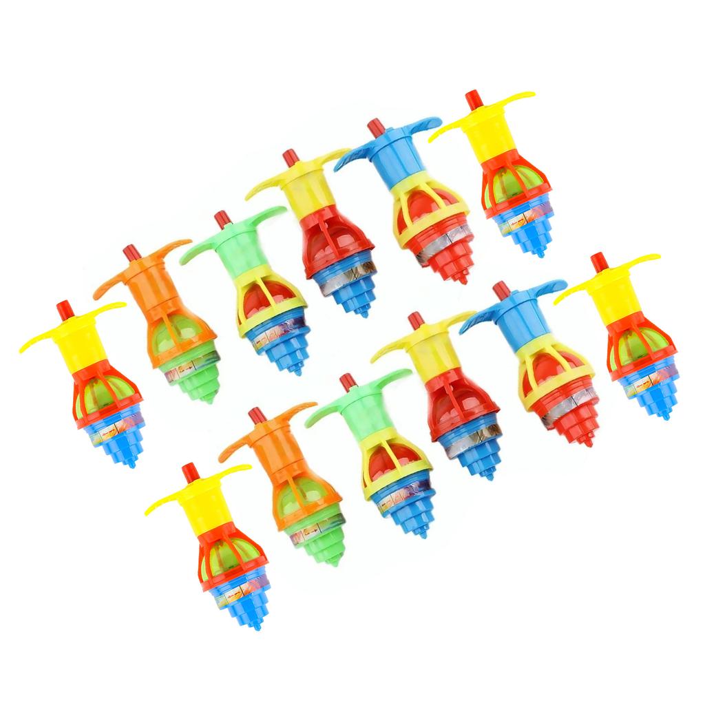 12pcs Kids Light Up Rotating Gyroscope Boys Girls Holiday Party Portable Cute Funny Flashing LED