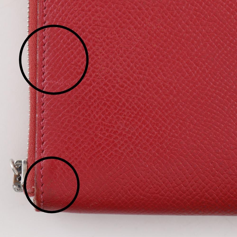 HERMES Azap Silk in Long Purse Red Epsom Women Used