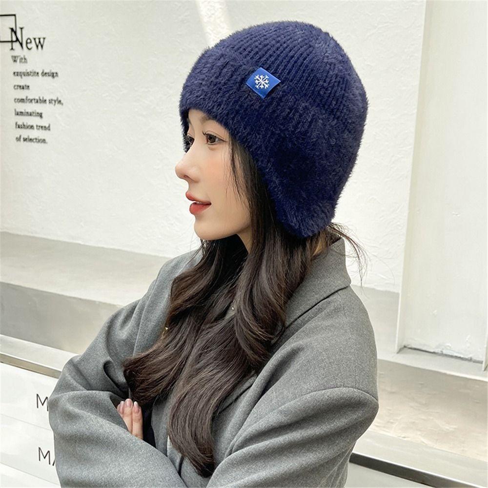 Fashion Warm Windproof Earflap Winter Hat Knitted Winter Knitted Beanie Soft Material Knit Ski Hat Outdoor Activities