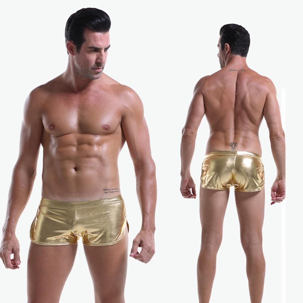 Men's Underwear, Low-waisted Faux Leatherunderwear, Sexy Concave-convex Pockets, Boxer Shorts, And Four-corner Shorts