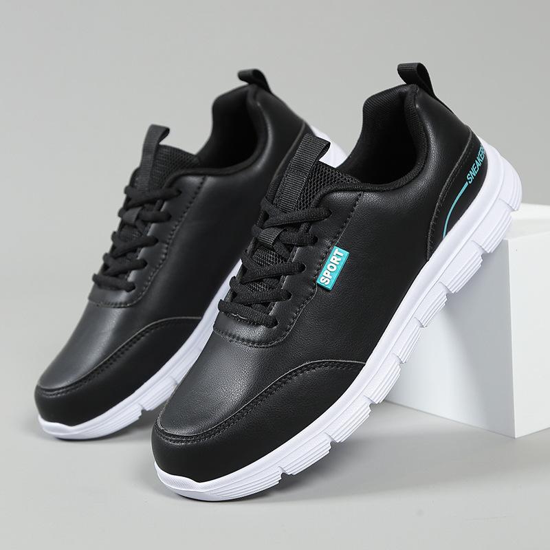 Shoes Spring and Autumn Leather Surface Lightweight Sneakers Black Casual Running Shoes Soft Sole Comfortable Travel Shoes