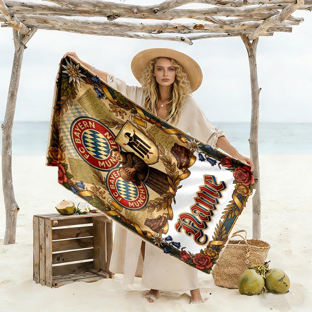 Eagle Glory Bayern Munich Customize Text Beach Towel High Absorbency & Quick-Dry