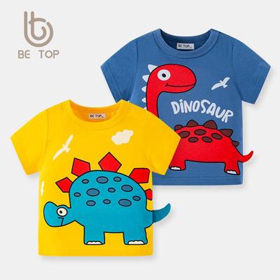 2025 Betop Kinder-T-Shirt mit koreanischem Dinosaurier-Cartoon, kurzärmliges Sommeroberteil für Jungen.