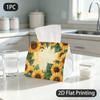 1pc Tissue Box, Watercolor Sunflowers Cheerful Warm Pattern, 2D Flat Printing, Crafted with Strong Polyester, Folds Flat, Napkin Dispenser, for Your W