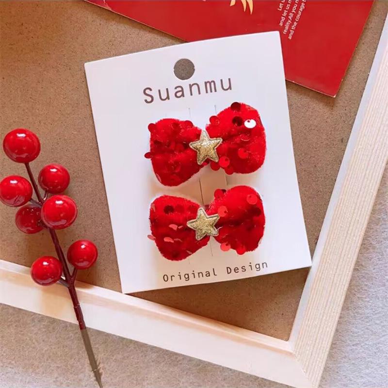 Red Tassel Bow Hairpin - Retro Hanfu Style for Girls
