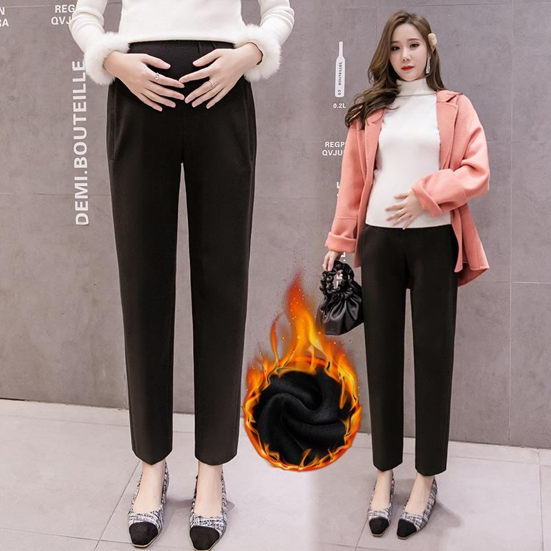 

Брюки для беременных больших размеров, зимние утолщенные длинные брюки для беременных